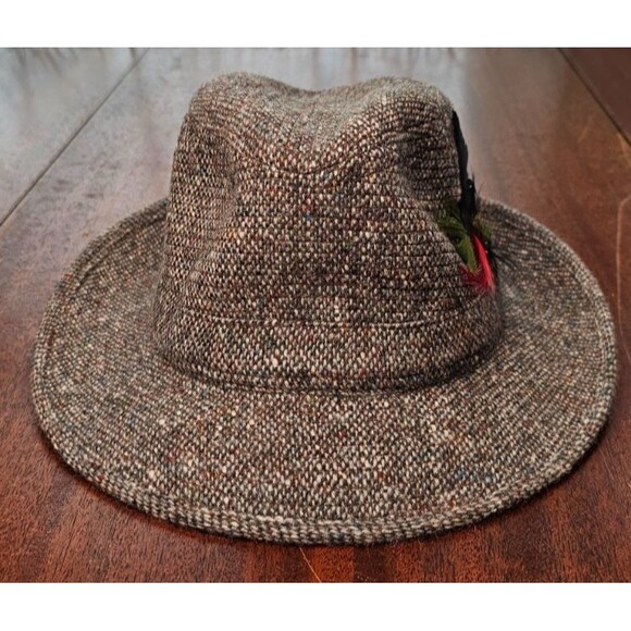Jonathan Richards "Robbie" Taupe 100% Wool Tweed Fedora 55/6 3/4 NWT - Picture 2 of 8